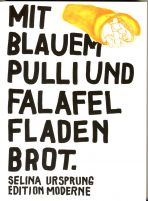 Mit blauem Pulli und Falafel Fladenbrot